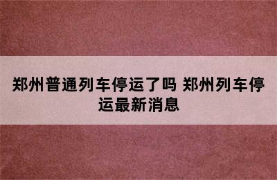 郑州普通列车停运了吗 郑州列车停运最新消息